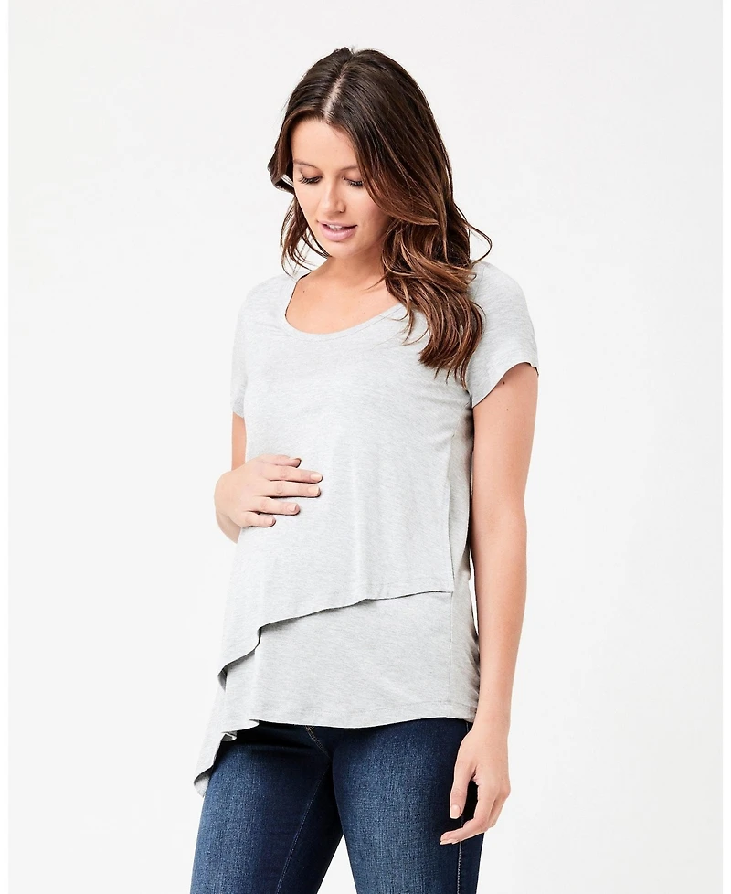 Ripe Maternity Lara Nursing Tee Silver Marle - Comfortable and Stylish Wear