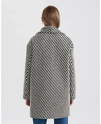 Ellen Tracy Women's Bold Twill Textured Overcoat with Detachable Scarf