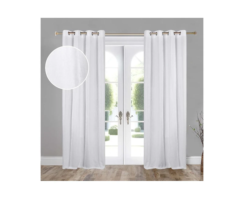 Superior Noor Chenille Semi-Blackout Machine Washable Curtains, Set of 2 Panels