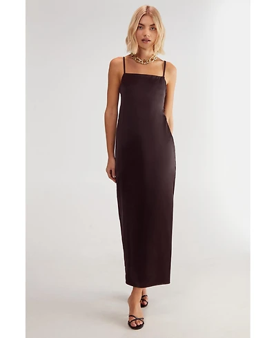 Nasty Gal Women's Satin Square Neck Maxi Slip Dress