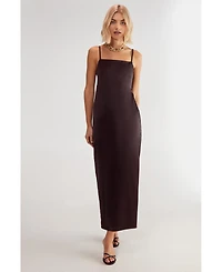 Nasty Gal Women's Satin Square Neck Maxi Slip Dress