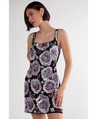 Nasty Gal Women's Beaded Flower Sequin Mini Dress