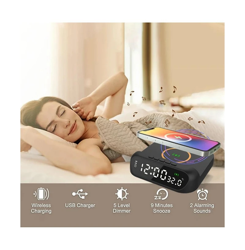 3P Experts Wireless Charger Alarm Clock