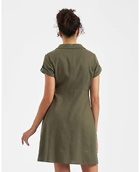 Ripe Maternity Maternity Colette Olive Tie Up Linen Dress Stylish and Comfortable Summer Wear