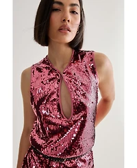Nasty Gal Women's Sequin Plunge Keyhole Blouson Mini Dress