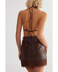 Nasty Gal Women's Faux Leather Tie Back Halter Dress