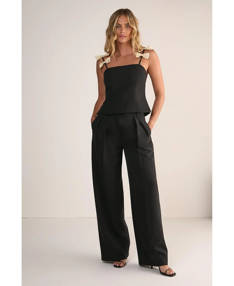 Nasty Gal Women's Contrast Bow Tailored Top