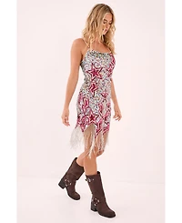 Nasty Gal Women's Star Embellished Tassel Hem Mini Dress