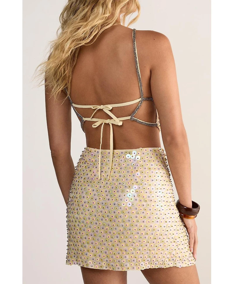 Nasty Gal Women's Studded Sequin Beaded Mini Skirt
