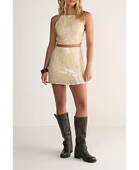 Nasty Gal Women's Studded Sequin Beaded Strap Crop Top