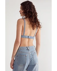 Nasty Gal Women's Bead Embellished Denim Bralet
