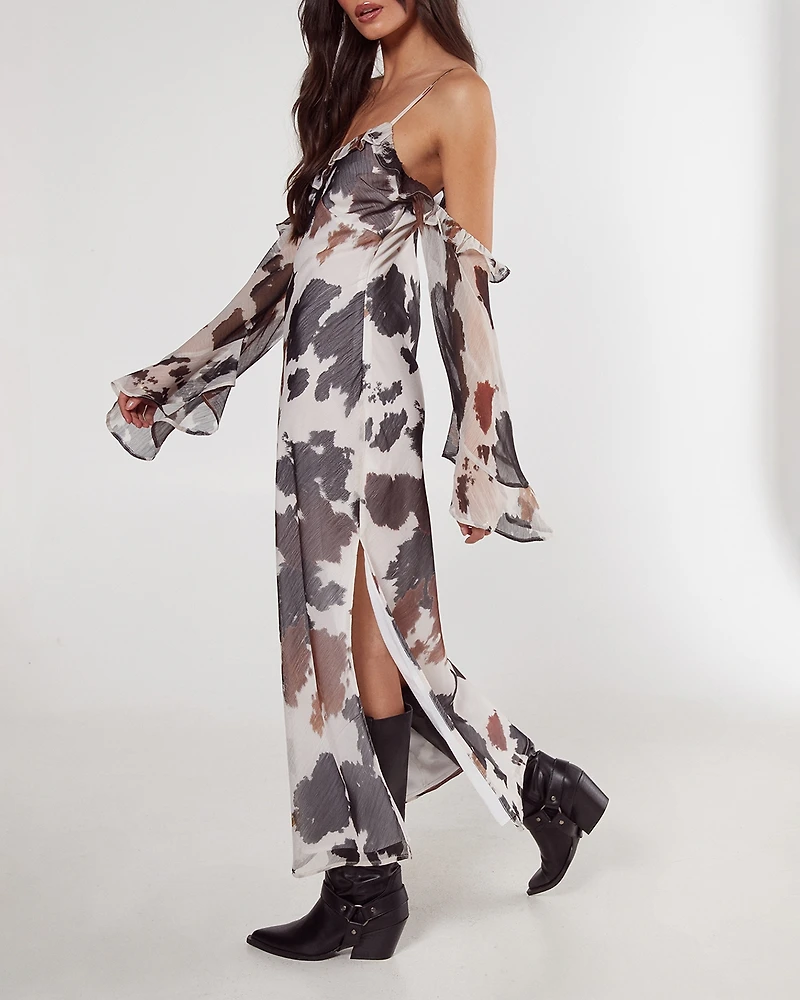 Nasty Gal Women's Cold Shoulder Bias Cut Split Maxi Dress
