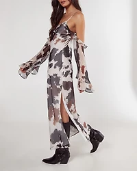Nasty Gal Women's Cold Shoulder Bias Cut Split Maxi Dress