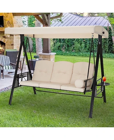 Aecojoy 3-Seat Porch Swings with Adjustable Canopy