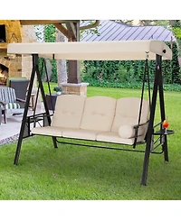 Aecojoy 3-Seat Porch Swings with Adjustable Canopy
