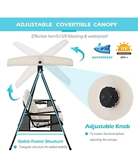 Aecojoy 3-Seat Porch Swings with Adjustable Canopy