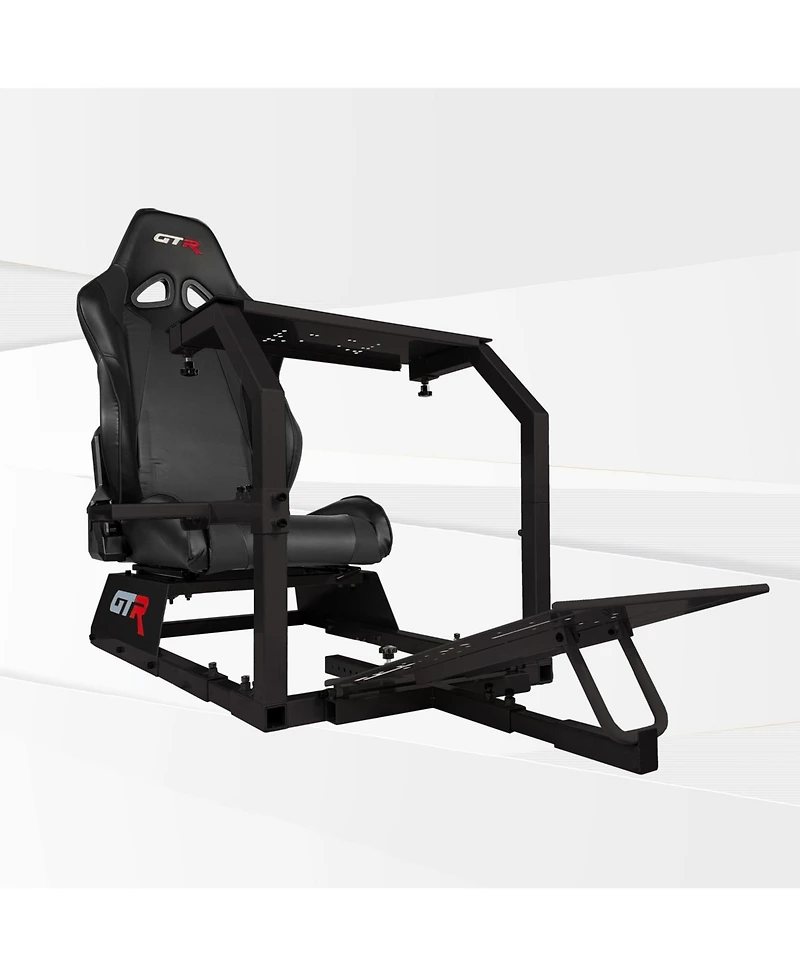 Gtr Simulator Gta Model Black Frame Adjustable Racing Seat Cockpit |Foldable Entry-Level Sim Rig with Steel & Mounts
