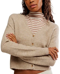 Free People Women's V-Neck Cropped Cardigan Sweater