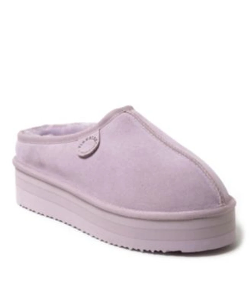 Fireside By Dearfoams Womens Queenstown Genuine Shearling Platform Clog Slipper