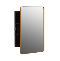 Basicwise Plastic Medicine Cabinet with Beveled Edge Mirror Door and Round Corner Metal Frame, Surface or Recessed Mount Options