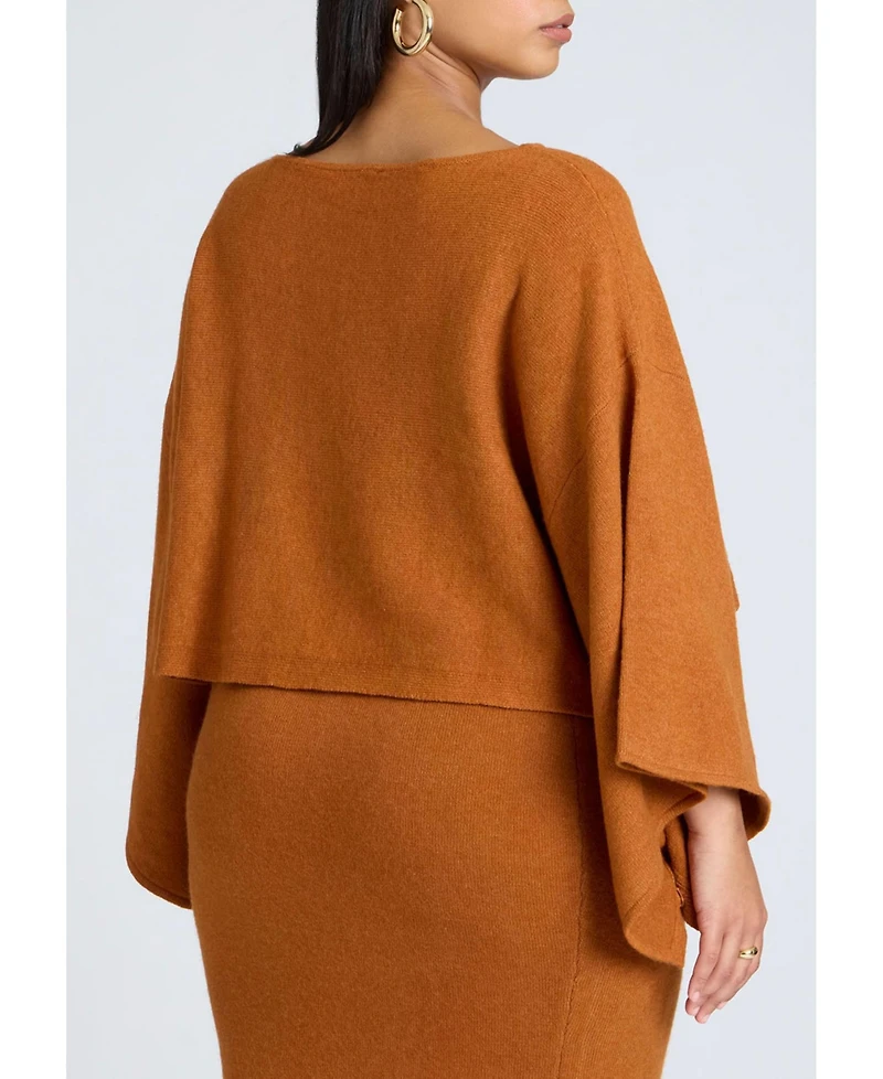 Eloquii Women's Plus Draped Cropped Sweater