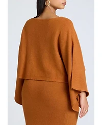 Eloquii Women's Plus Draped Cropped Sweater