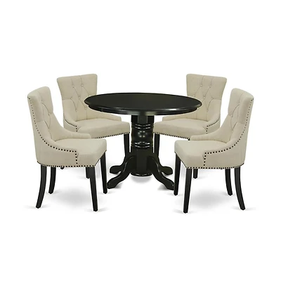 East West Furniture Dining Room Set Black, SHFR5-blk-02