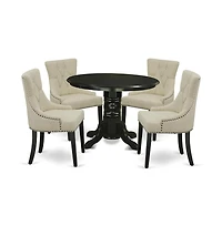 East West Furniture Dining Room Set Black, SHFR5-blk-02