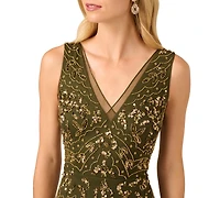 Adrianna Papell Petite Beaded Sleeveless Dress