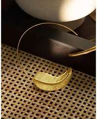 Ottoman Hands Gold Feather Pull Through Hoop Earrings