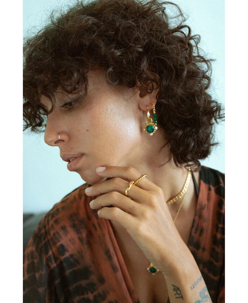Ottoman Hands Esther Pearl Drop Hoop Earrings
