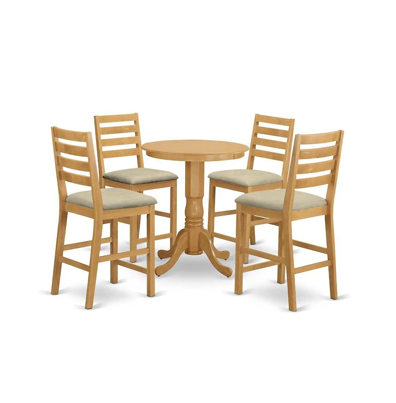 East West Furniture EDCF5-oak-c 5 Pc Dining counter height set - high top Table and 4 counter height Dining chair.