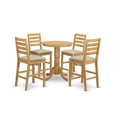 East West Furniture EDCF5-oak-c 5 Pc Dining counter height set - high top Table and 4 counter height Dining chair.