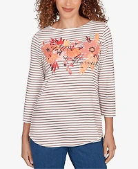Ruby Rd. Petite Fall Harvest Striped Knit Top