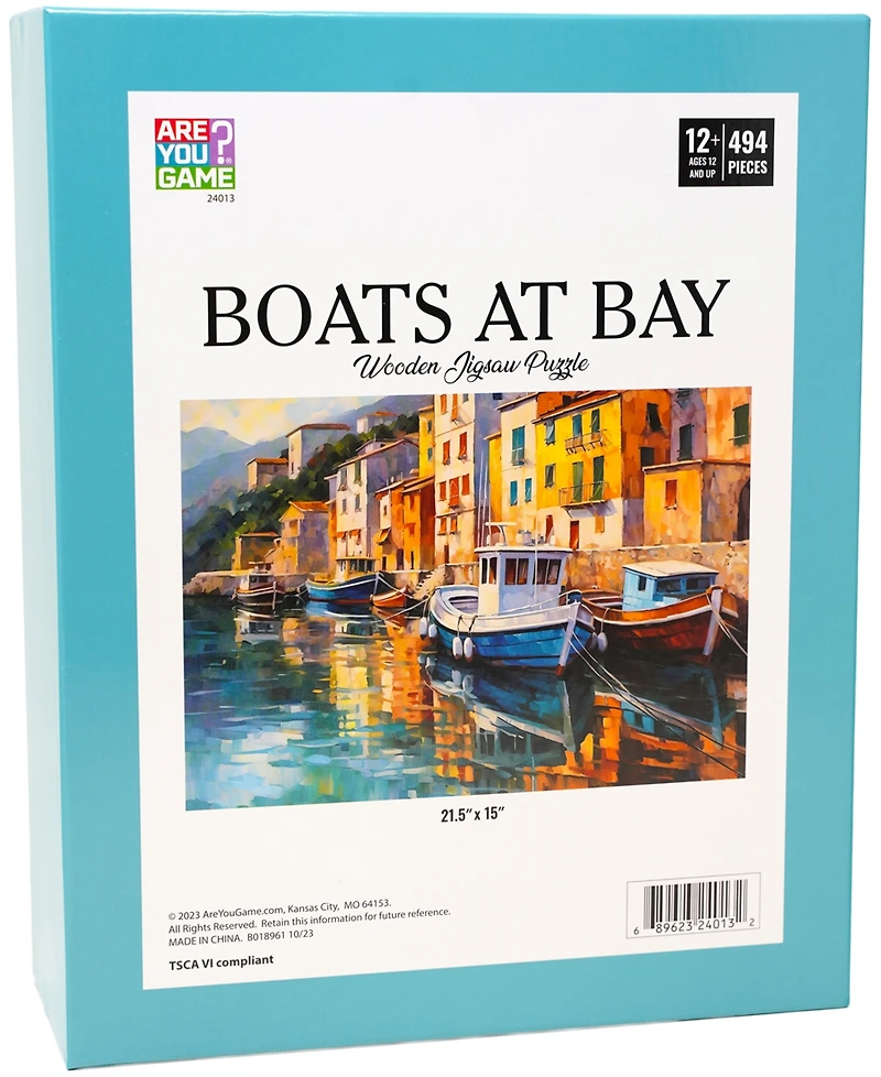 AreYouGame.com Wooden Jigsaw Puzzle Boats At Bay, 494 Pieces
