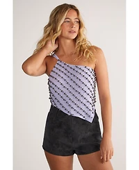 Studded Asymmetric One Shoulder Top
