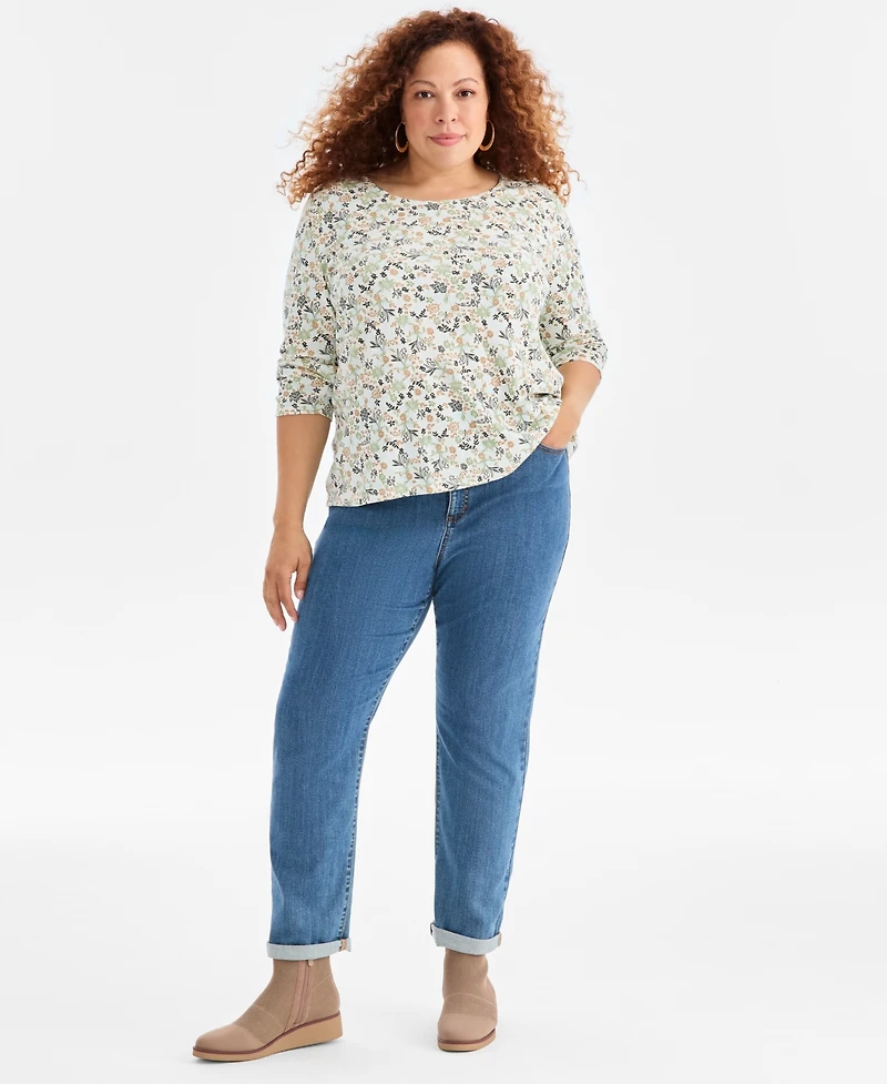 Style & Co Plus Size Scoop-Neck Long-Sleeve Top, Exclusively for Macy's