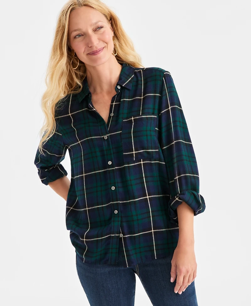 Style & Co Women's Plaid Perfect Shirt, Macy's Exclusive