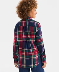 Style & Co Women's Festive Plaid Perfect Shirt, Macy's Exclusive
