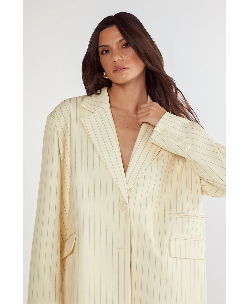 Nasty Gal Women's Oversized Pinstripe Tailored Blazer