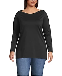 Lands' End Women's Plus Supima Cotton Adjustable 3/4 Sleeve Boatneck Tunic