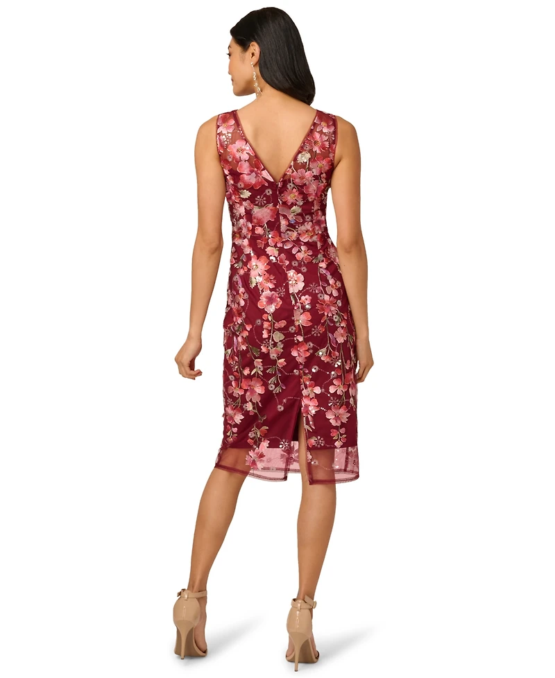 Adrianna Papell Women's Embroidered Floral Midi Dress