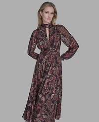 Bcbg Women's High Neck Keyhole Midi Dress