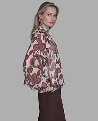 Bcbg Women's Smocked High Neck Top