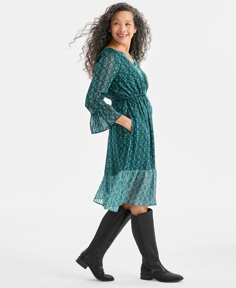 Style & Co Women's Printed Shine Midi Dress, Macy's Exclusive