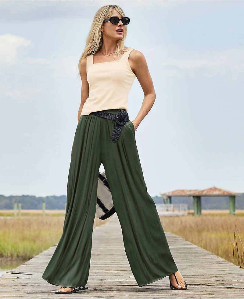 Lands' End Women's Wide Leg Fluid Palazzo Pants