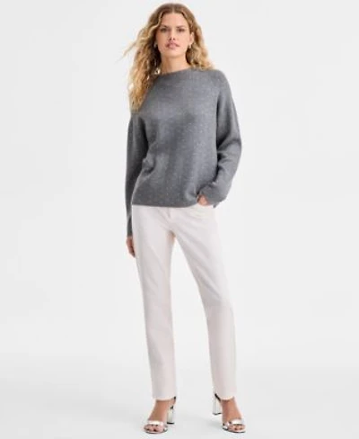 Jones New York Womens Funnel Mock Neck Heatset Sweater Lexington High Rise Straight Leg Pants