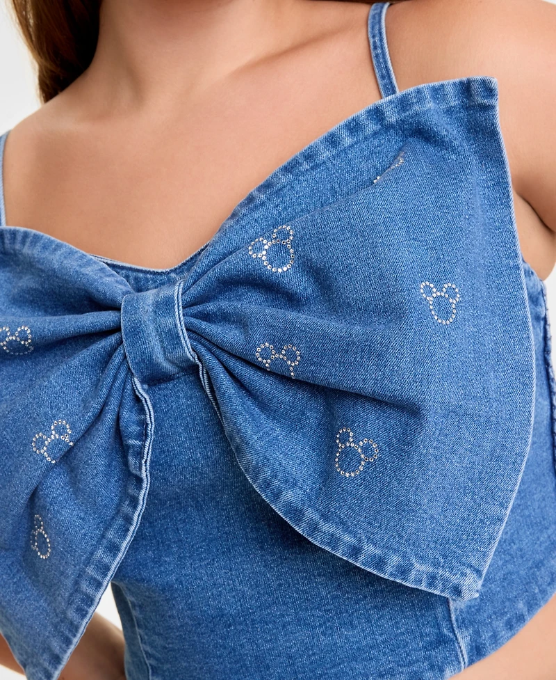 Disney | Macy's Plus Denim Minnie Mouse Bow Top Embellished with Crystals by Swarovski, Exclusive