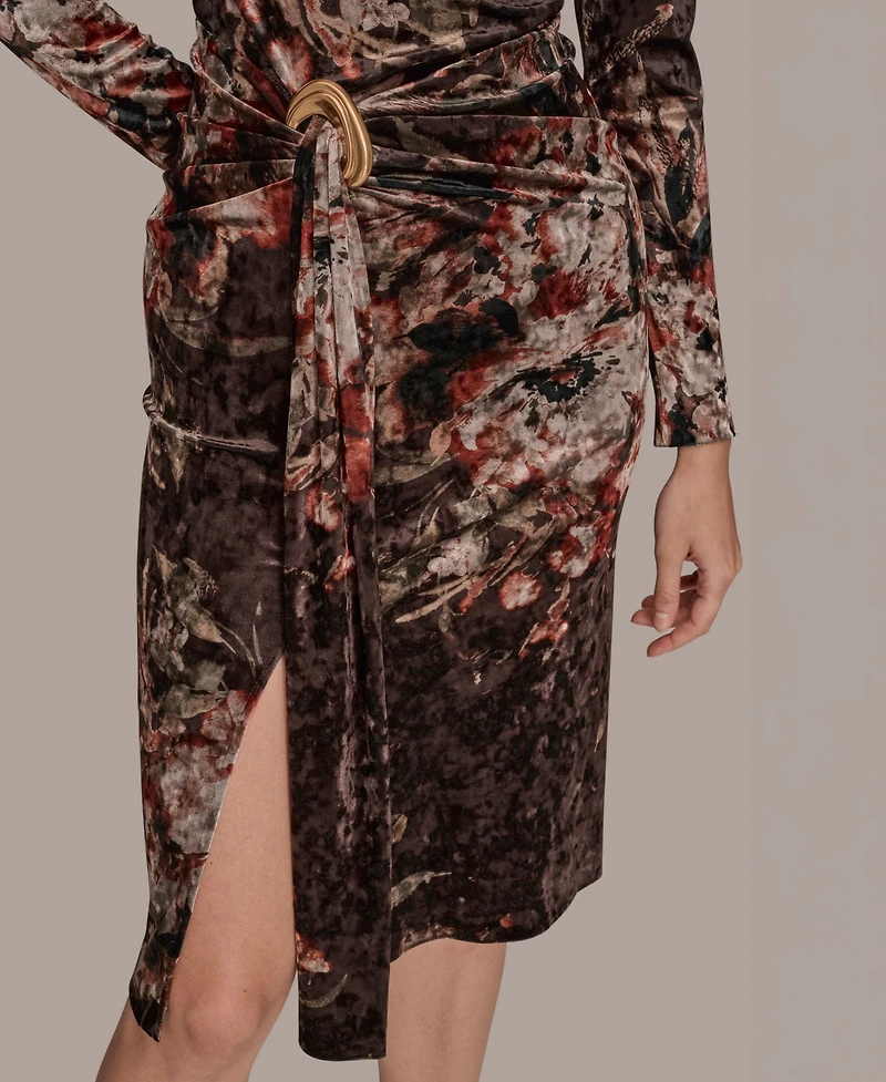 Donna Karan New York Petite Long Sleeve Velvet Dress