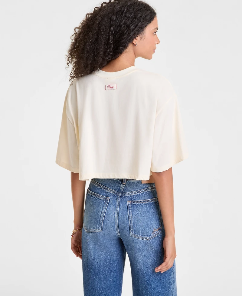 Disney | Macy's Women's Mickey Mouse & Minnie Cropped Short-Sleeve Tee, Exclusive